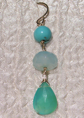 Peruvian Opal Moss Earring (chalcedony/peruvian opal/turquoise)