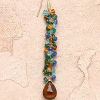 Hammerwire Mojave Grapevine Whiskey Quartz Pear Earring