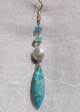 SeaMix Wave Earring (apatite/pearl/peruvian opal/turquoise)