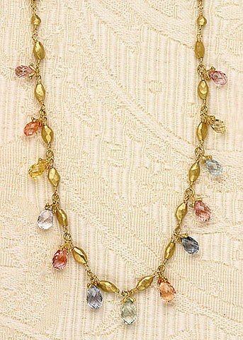 Pastel Sapphire Teardrop GoldDiamond Rapt Necklace(18k)