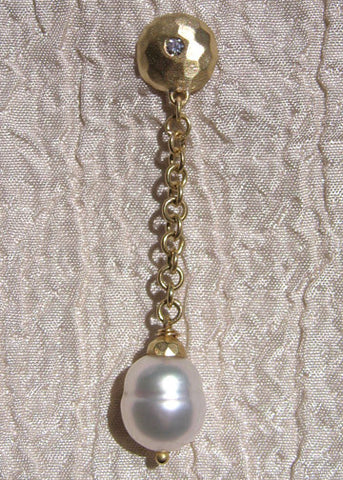 DiamondDome AnchorChain Baroque Southsea Pearl Earring(.10ctw)