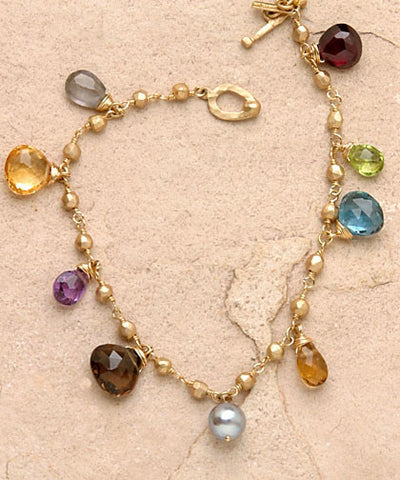 Revelry GoldBall Rapt Pears Bracelet (amethyst/blue topaz/citrine/garnet/pearl/ peridot/smokey topaz/whiskey quartz)(14k)