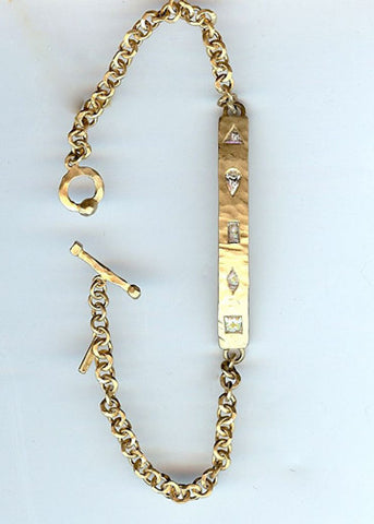Promenade Diamond Bar Anchor Chain Bracelet(.75ctw)(18k)