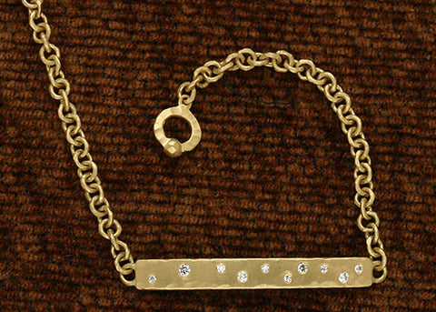 Diamond Bar Anchor Chain Bracelet(.15ctw)(18k)