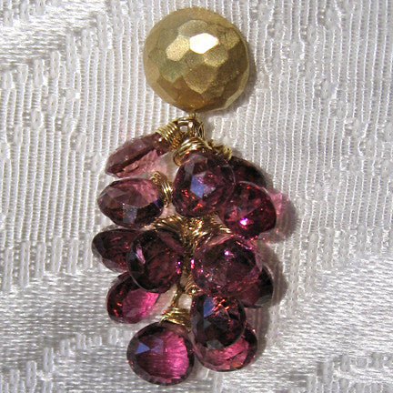 Fine Pink Tourmaline Pearvine Minidome Earring(18k)