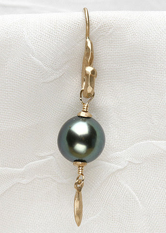 HammerwireLoop Tahitian Pearl Baby Gold Marquis Earring