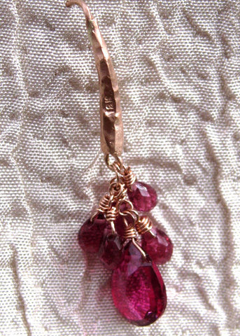 Pink Tourmaline Rainshower Tearvine Hammerwire(18krose)