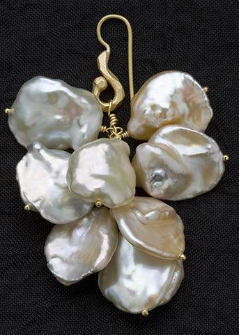 Baroque Flat Pastel Pearlvine HammerwireLoop Earring(18k)