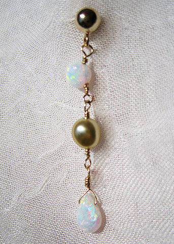 Opal Golden Keshi Pearl GoldBall Earring(14k)