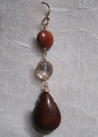 Bloodwood Champagne Quartz Bloodwood TearDrop Earring