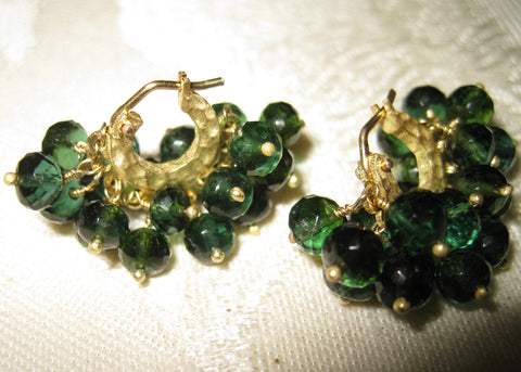 Forest Green Tourmaline Double Fringe Baby Hoops(18k)