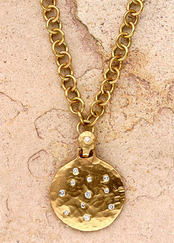 Diamond Disc Anchorchain Necklace(.20ctw)(18k)