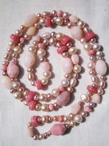 Pink Sunrise 36" Tributary (pearl/pink opal/rhodocrosite)