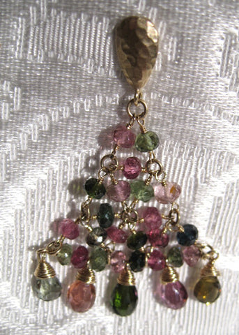 GoldPear Tourmaline Pyramid 5 Tear Earring