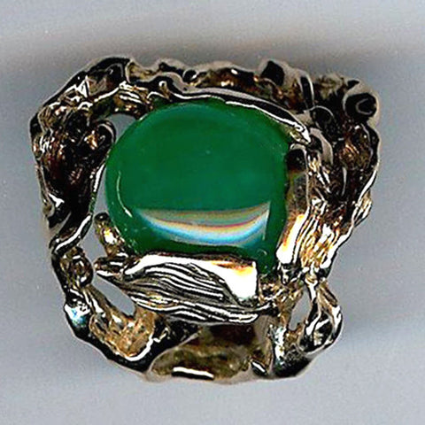 Wavy Vineleaf Chrysoprase Ring 