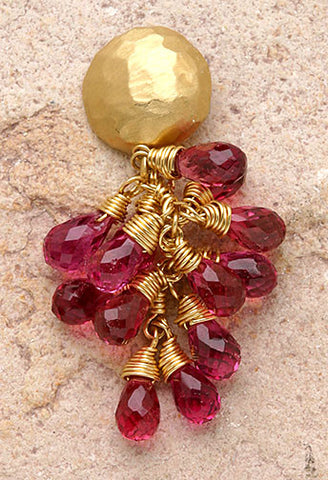 Minidome Hot Pink Tourmaline Tearvine Earring(18k)