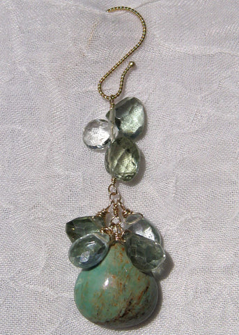 Apatite Mosaichain Green Turquoise Pear Earring