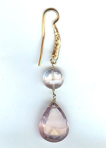 Rose Quartz Coin TearDrop Hammerwire