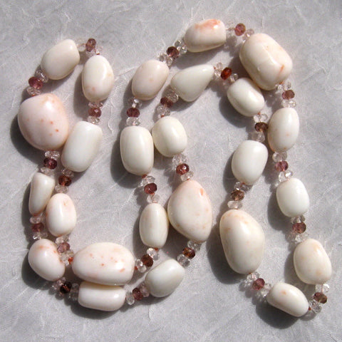 Zanzibar White Coral 24\\\ Lagoon (coral/morganite/pk tourmaline)"