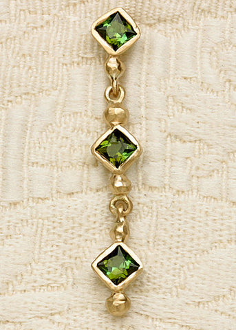 Green Tourmaline(2 cttw) 3 Square Earring