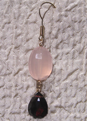 Rose Quartz Garnet Duet Earring