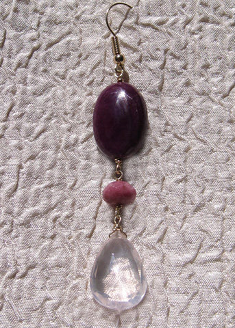 Peony Trio Earring (rhodocrosite/rose quartz/ruby)