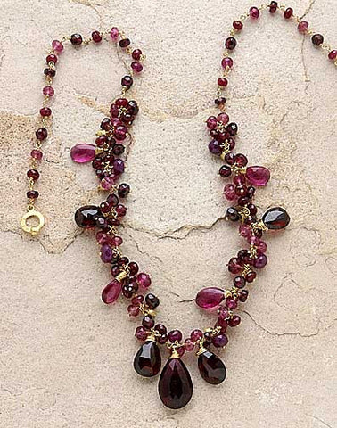 Rouge GoldBall Festival Necklace(Pk Tour/R.Garnet/Ruby)