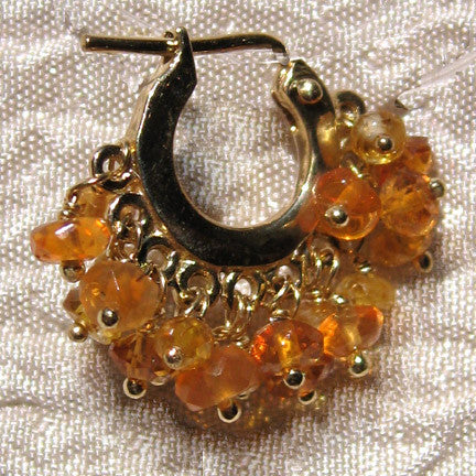 Saffron Double Fringe Baby Hoop (citrine/fire opal/golden sapphire)