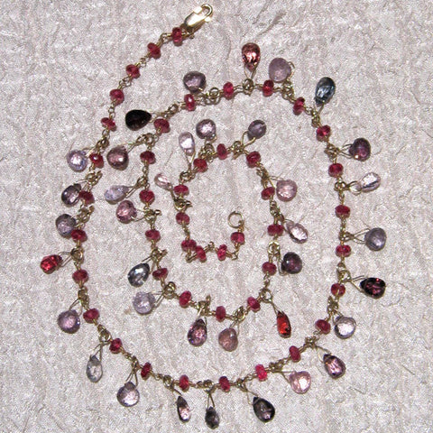 Spinel Rapt Teardrop RedBead Necklace