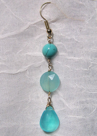 Peruvian Moss TearDrop Earring (chalcedony/peruvian opal/turquoise)