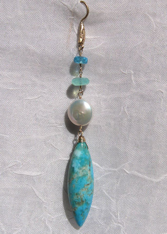 SeaMix Wave Earring (apatite/pearl/peruvian opal/turquoise)