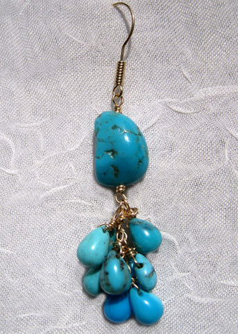 Turquoise Nugget Rainshower Earring