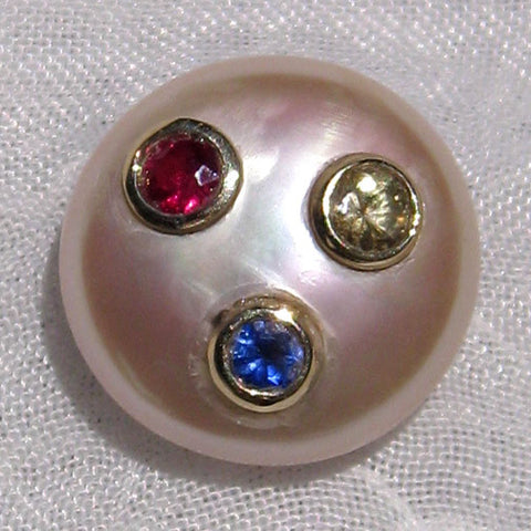 Large (15mm) Coin Pearl / Sapphire Accents(0.90ctw)