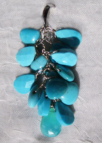 Turquoise TearDrop Cascade Peruvian Opal Accent