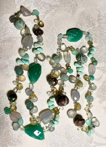 Verdant Spring 38" Serenade Necklace(aventurine/chrysoprase/chalcedony/garnet/jade/peruvian opal/phrenite)