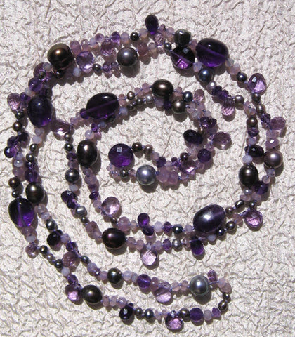 Heliotrope 44.in Archipelago (amethyast/chalcedony/peacock pearl)