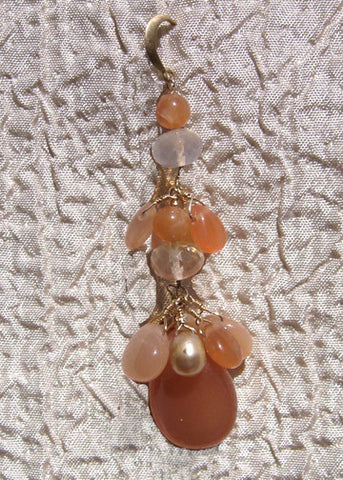 Peach Monnstone Pearl Fire Opal Sunrise Tearvine Earring