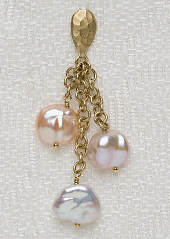 GoldPear Baroque CoinPearl Cascade Earring