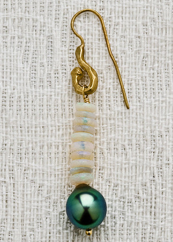 TahitianPearl OpalPillar HammerwireLoop Earring