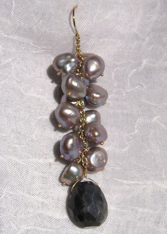 Twilight Moonstone RainChain Grey Pearlvine Earring