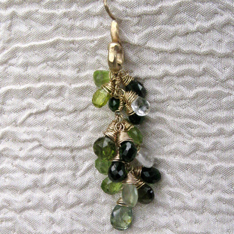 Forest RainChain Ear(ch diopside/chrysoberyl/mint qtz/peridot/phrenite/sapphire/tsav)