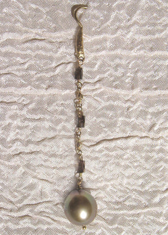 Hammerwire/ Rapt Cognac Diamond Barrel(1.76ctw) Tahitian Pearl