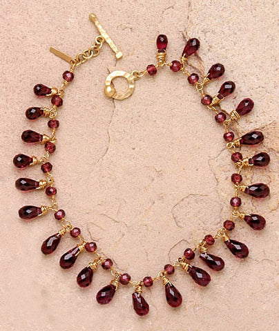 Rhodolite Garnet Baby Teardrops Rapt Bracelet(14k)