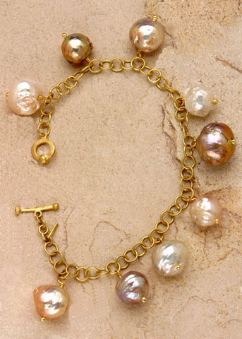 Rare Kasumiga Pearl Drop AnchorChain Bracelet(18k)