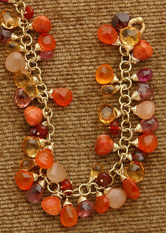 Goa Pears Rapt Ruffle Chain Bracelet(14k) (carnelian/citrine/coral/fire opal/peach moon/pk tourmaline)