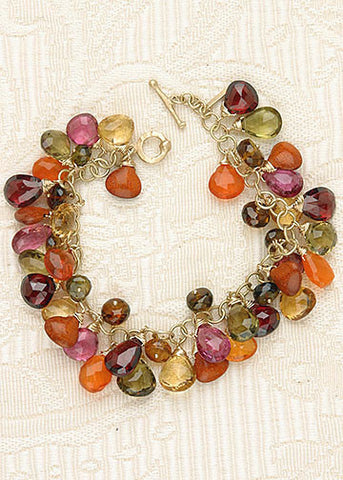 Autumn Pears Rapt Ruffle Bracelet (Bloodwood/Citrine/Fire Opal/Garnet/Olive Quartz/Tourmaline)