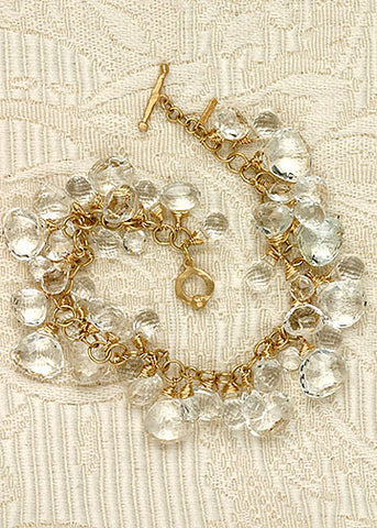 White Topaz Pears Rapt Ruffle Chain Bracelet