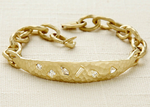 DiamondMosaic GoldMarquis Crescent Bracelet(.90ctw)(18k)