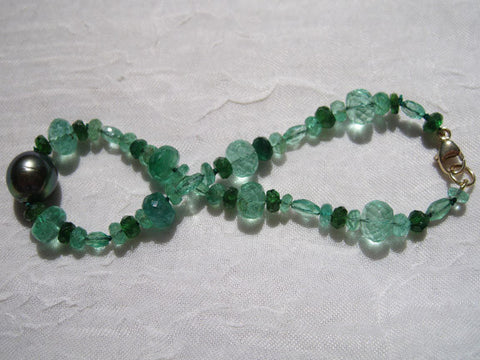 Moorea Lagoon Bracelet (emerald/pearl/tsavorite)(18k)