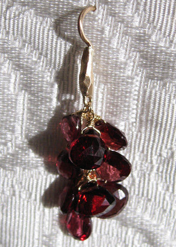 Garnet Pearvine  Hammerwire Earring(1.75")(14k)